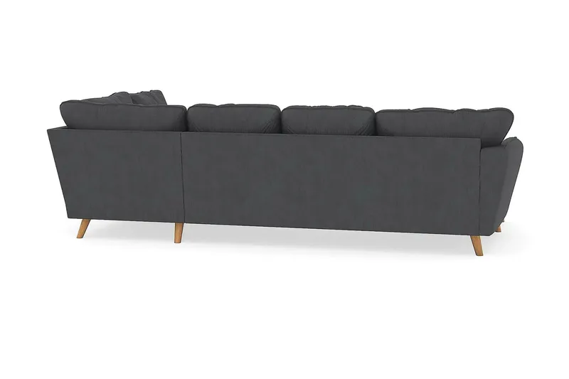 Trend Lyx 4-seters Høyrevendt U-formet Sofa med Divan og Sjeselong i Manchester - Mørk grå - Møbler - Sofaer - U-sofa