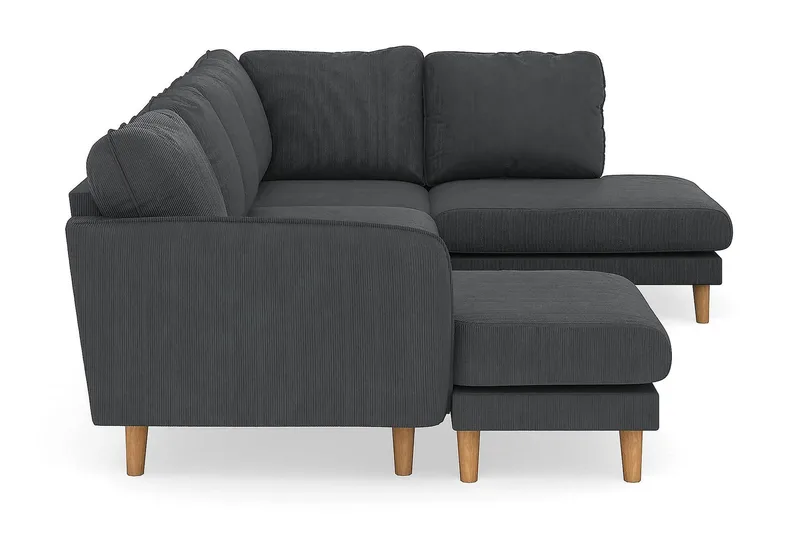 Trend Lyx 4-seters Høyrevendt U-formet Sofa med Divan og Sjeselong i Manchester - Mørk grå - Møbler - Sofaer - U-sofa