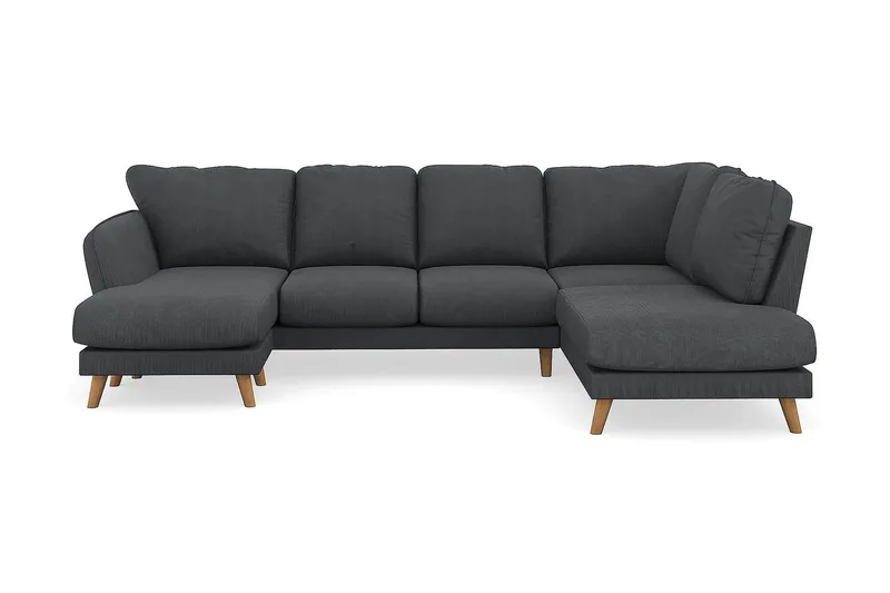 Trend Lyx 4-seters Høyrevendt U-formet Sofa med Divan og Sjeselong i Manchester - Mørk grå - Møbler - Sofaer - U-sofa