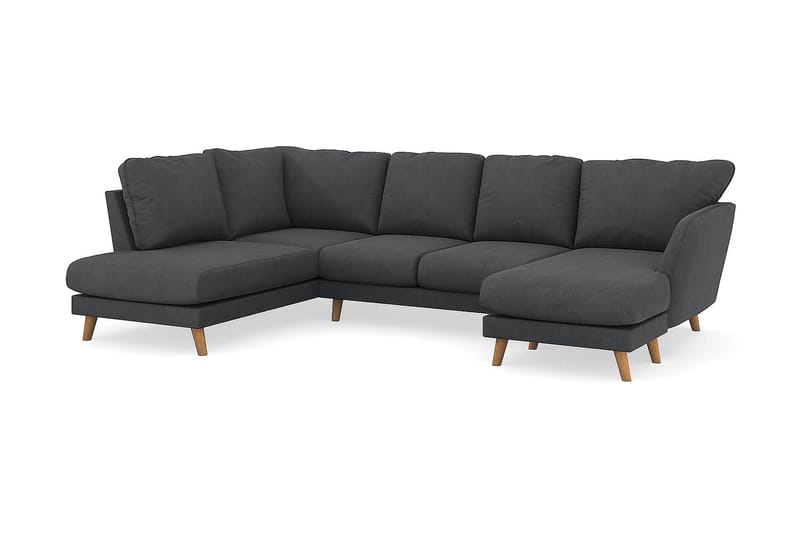 Trend Lyx 4-seters Høyrevendt U-formet Sofa med Divan og Sjeselong i Manchester - Mørk grå - Møbler - Sofaer - U-sofa