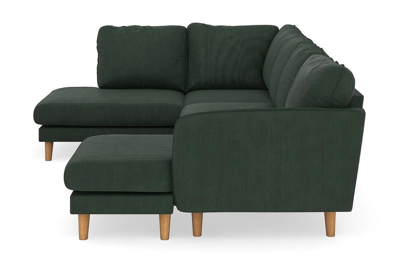 Trend Lyx 4-seters Høyrevendt U-formet Sofa med Divan og Sjeselong i Manchester - Mørkegrønn - Møbler - Sofaer - U-sofa
