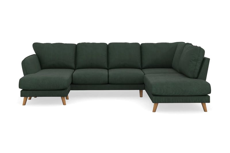 Trend Lyx 4-seters Høyrevendt U-formet Sofa med Divan og Sjeselong i Manchester - Mørkegrønn - Møbler - Sofaer - U-sofa