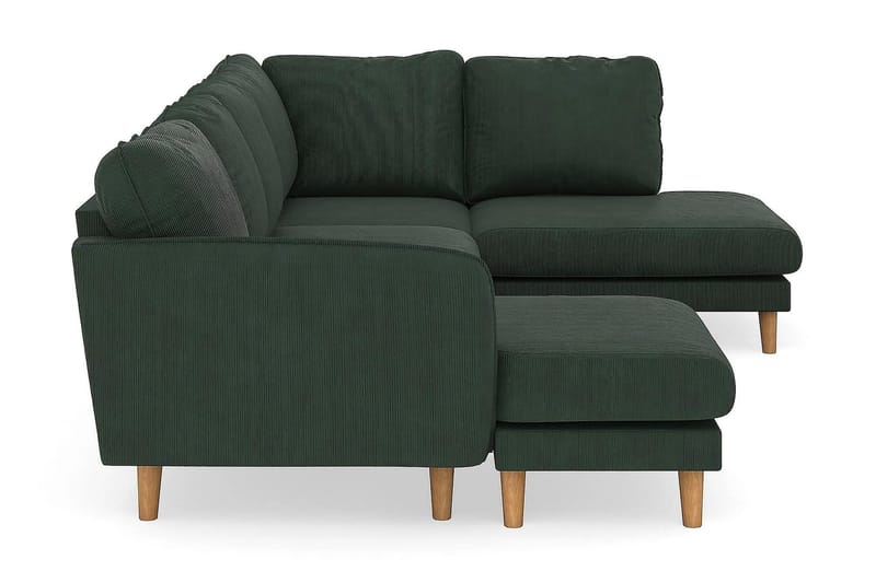 Trend Lyx 4-seters Høyrevendt U-formet Sofa med Divan og Sjeselong i Manchester - Mørkegrønn - Møbler - Sofaer - U-sofa
