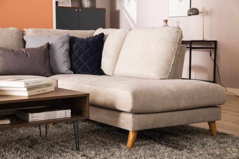 Trend Lyx 4-seters Høyrevendt U-formet Sofa med Divan og Sjeselong i Stoff - Beige - Møbler - Sofaer - U-sofa