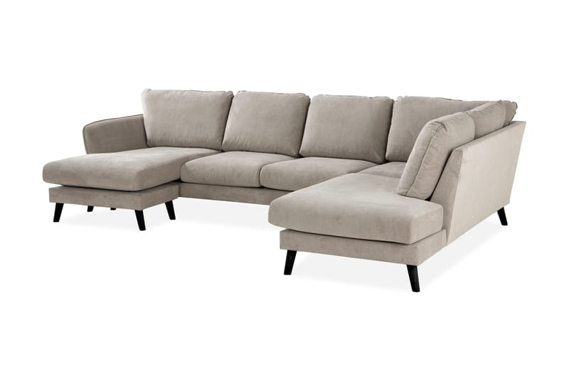 Trend Lyx 4-seters Høyrevendt U-formet Sofa med Divan og Sjeselong i Stoff - Beige - Møbler - Sofaer - U-sofa