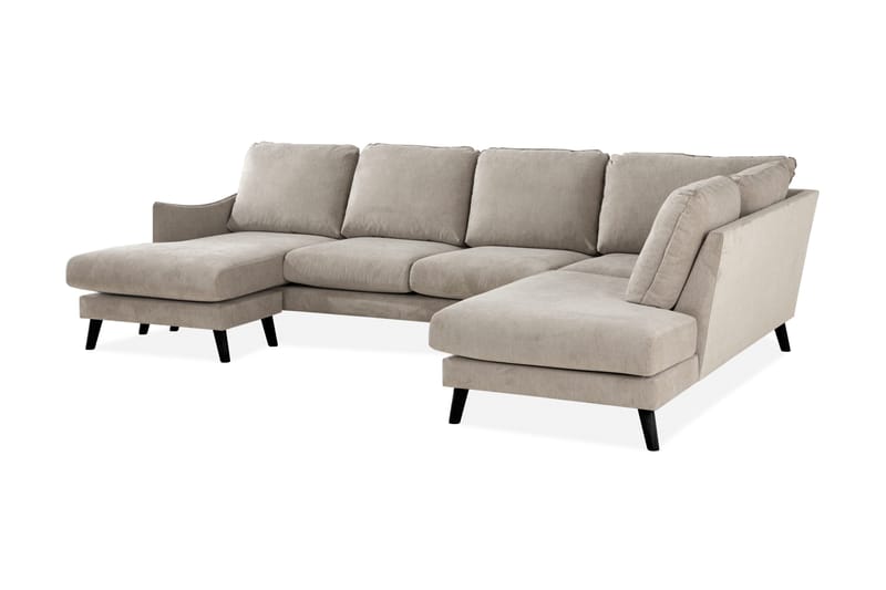 Trend Lyx 4-seters Høyrevendt U-formet Sofa med Divan og Sjeselong i Stoff - Beige - Møbler - Sofaer - U-sofa