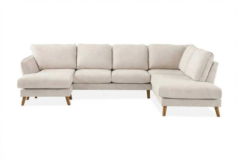 Trend Lyx 4-seters Høyrevendt U-formet Sofa med Divan og Sjeselong i Stoff - Beige - Møbler - Sofaer - U-sofa