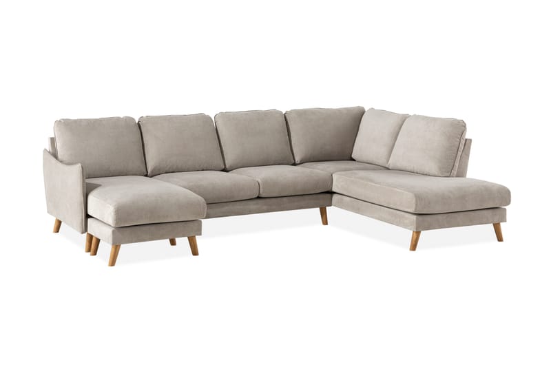 Trend Lyx 4-seters Høyrevendt U-formet Sofa med Divan og Sjeselong i Stoff - Beige - Møbler - Sofaer - U-sofa