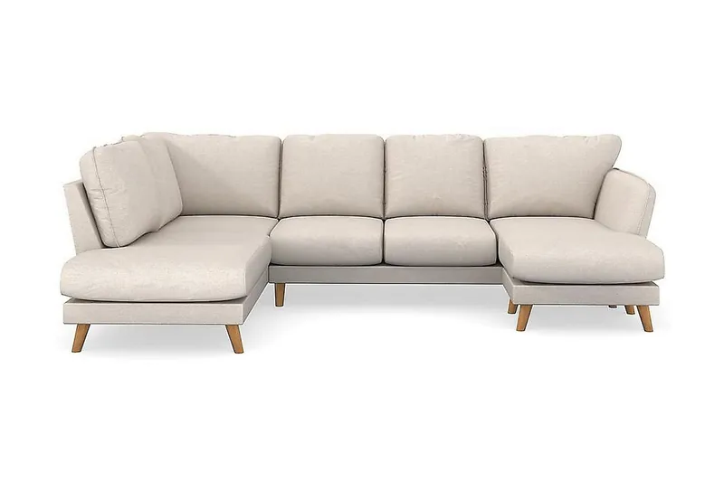 Trend Lyx 4-seters Høyrevendt U-formet Sofa med Divan og Sjeselong i Stoff - Beige - Møbler - Sofaer - U-sofa