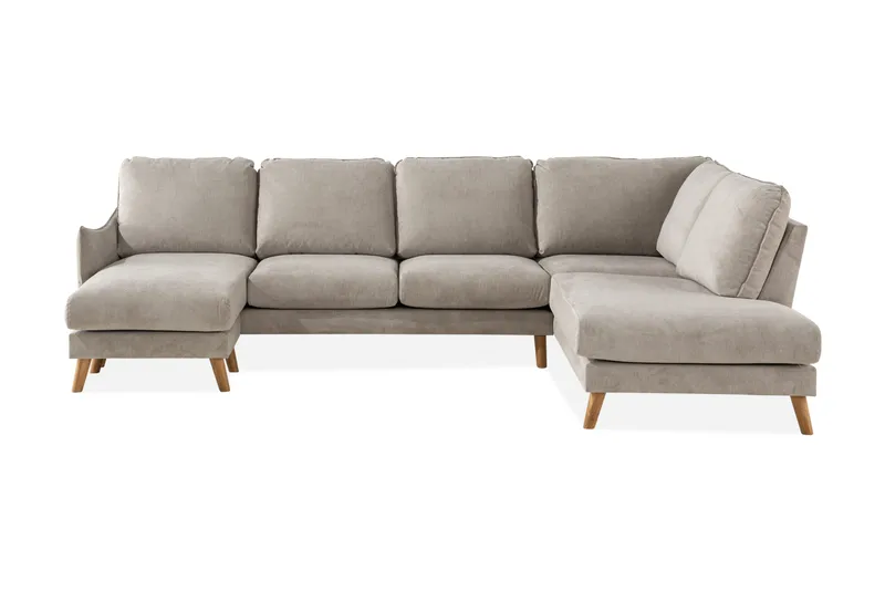 Trend Lyx 4-seters Høyrevendt U-formet Sofa med Divan og Sjeselong i Stoff - Beige - Møbler - Sofaer - U-sofa