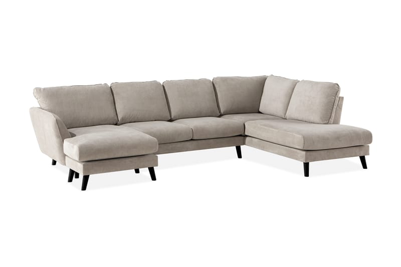 Trend Lyx 4-seters Høyrevendt U-formet Sofa med Divan og Sjeselong i Stoff - Beige - Møbler - Sofaer - U-sofa