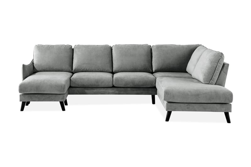 Trend Lyx 4-seters Høyrevendt U-formet Sofa med Divan og Sjeselong i Stoff - Grå - Møbler - Sofaer - U-sofa