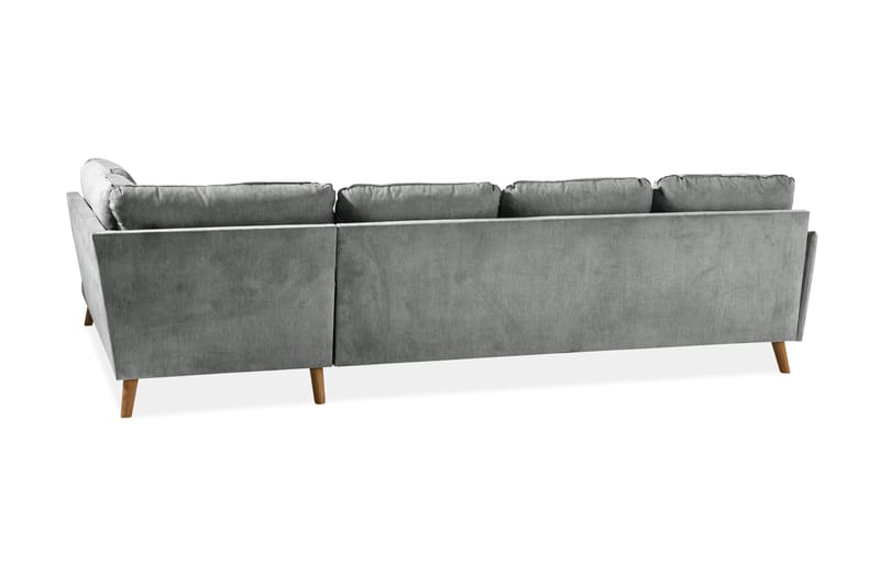 Trend Lyx 4-seters Høyrevendt U-formet Sofa med Divan og Sjeselong i Stoff - Grå - Møbler - Sofaer - U-sofa