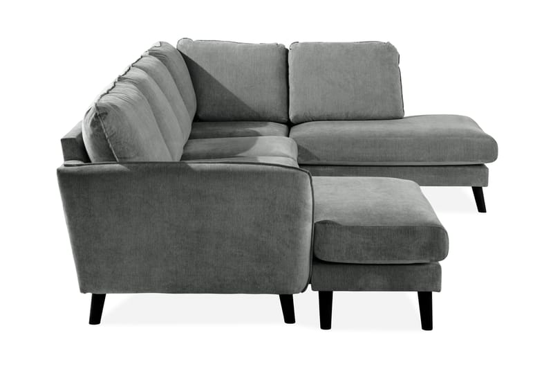 Trend Lyx 4-seters Høyrevendt U-formet Sofa med Divan og Sjeselong i Stoff - Grå - Møbler - Sofaer - U-sofa