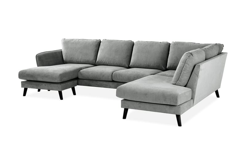 Trend Lyx 4-seters Høyrevendt U-formet Sofa med Divan og Sjeselong i Stoff - Grå - Møbler - Sofaer - U-sofa