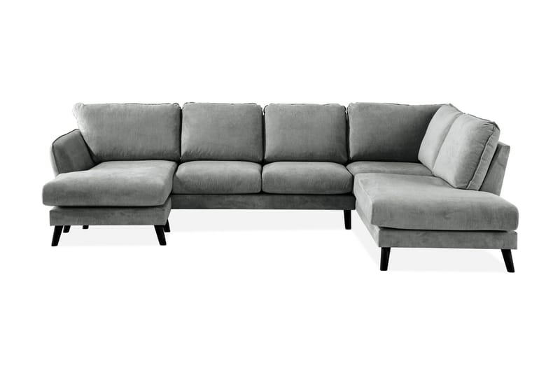 Trend Lyx 4-seters Høyrevendt U-formet Sofa med Divan og Sjeselong i Stoff - Grå - Møbler - Sofaer - U-sofa