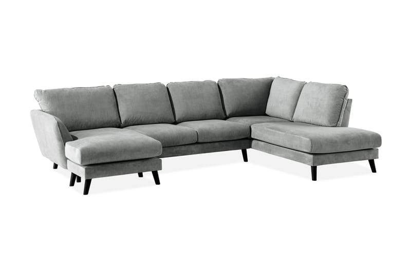 Trend Lyx 4-seters Høyrevendt U-formet Sofa med Divan og Sjeselong i Stoff - Grå - Møbler - Sofaer - U-sofa