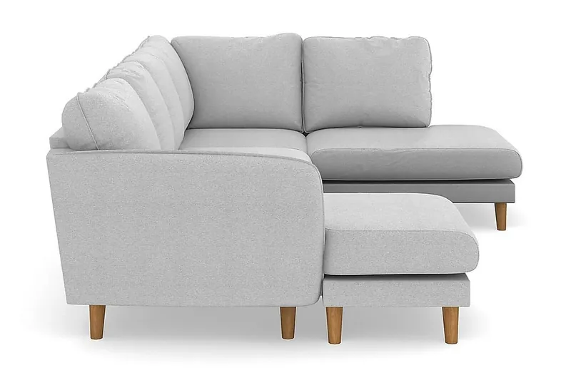 Trend Lyx 4-seters Høyrevendt U-formet Sofa med Divan og Sjeselong i Stoff - Lys grå - Møbler - Sofaer - U-sofa