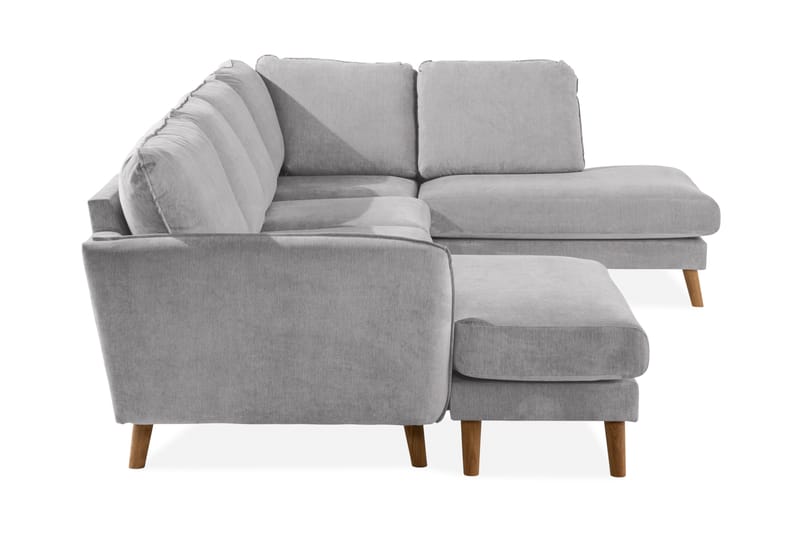 Trend Lyx 4-seters Høyrevendt U-formet Sofa med Divan og Sjeselong i Stoff - Lys grå - Møbler - Sofaer - U-sofa