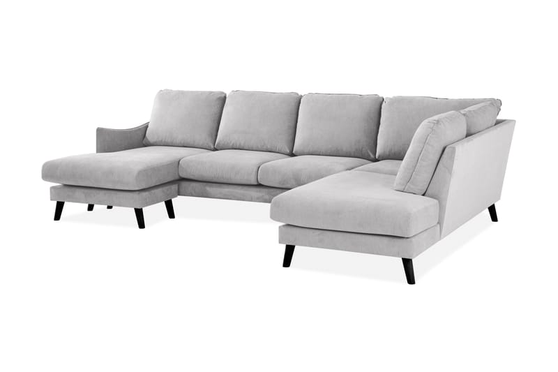 Trend Lyx 4-seters Høyrevendt U-formet Sofa med Divan og Sjeselong i Stoff - Lys grå - Møbler - Sofaer - U-sofa