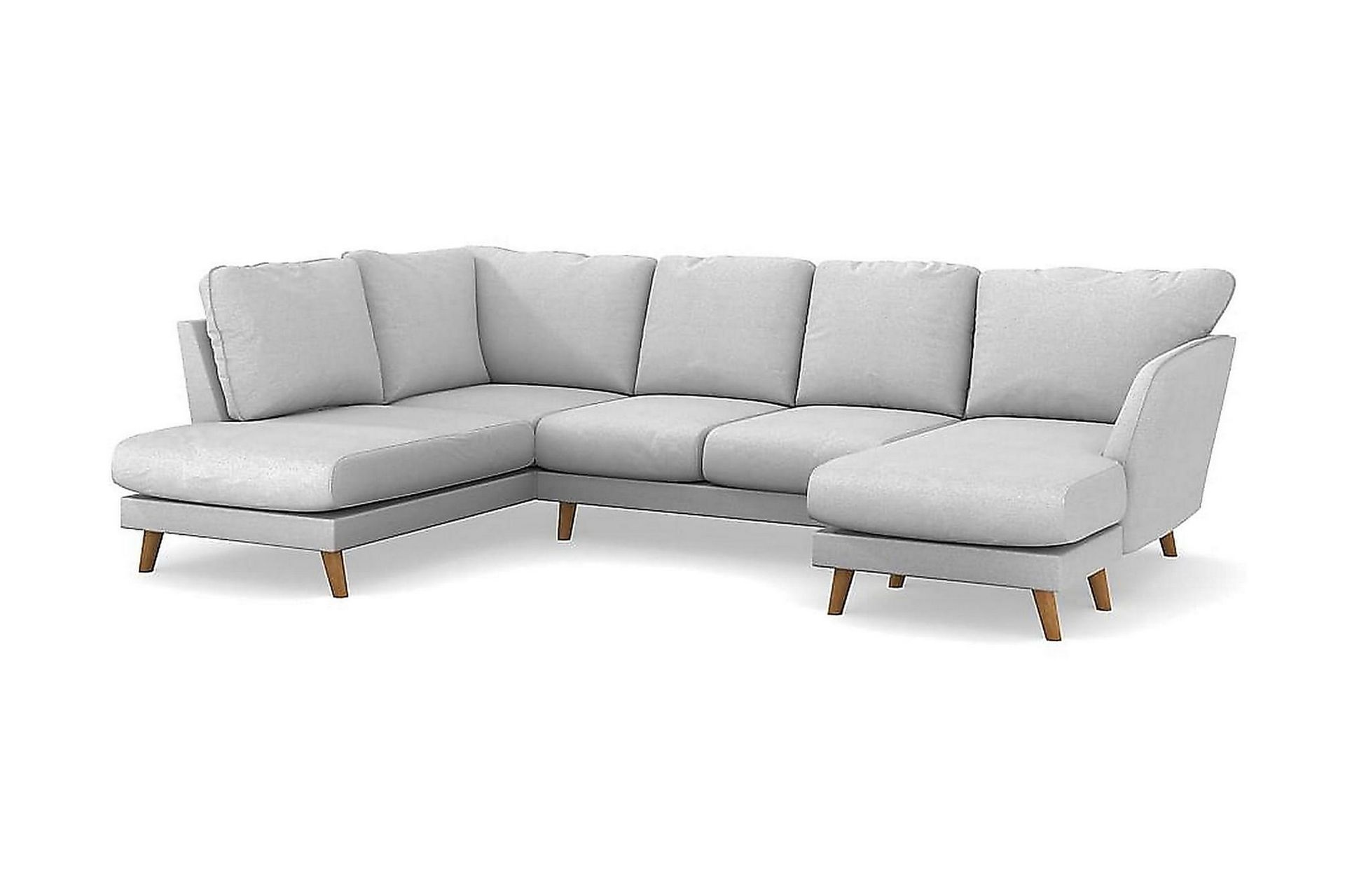 Trend Lyx 4-seters Høyrevendt U-formet Sofa med Divan og Sjeselong i Stoff - Lys grå - Møbler - Sofaer - U-sofa