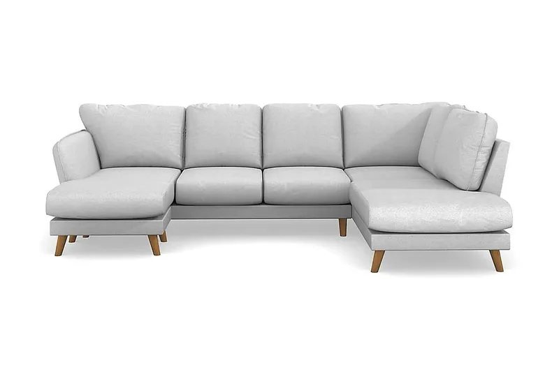Trend Lyx 4-seters Høyrevendt U-formet Sofa med Divan og Sjeselong i Stoff - Lys grå - Møbler - Sofaer - U-sofa