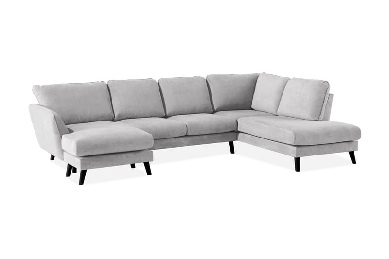 Trend Lyx 4-seters Høyrevendt U-formet Sofa med Divan og Sjeselong i Stoff - Lys grå - Møbler - Sofaer - U-sofa