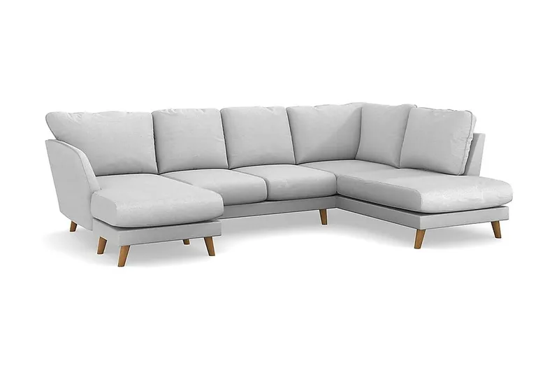 Trend Lyx 4-seters Høyrevendt U-formet Sofa med Divan og Sjeselong i Stoff - Lys grå - Møbler - Sofaer - U-sofa