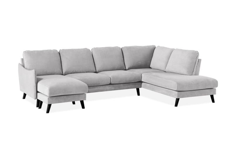 Trend Lyx 4-seters Høyrevendt U-formet Sofa med Divan og Sjeselong i Stoff - Lys grå - Møbler - Sofaer - U-sofa