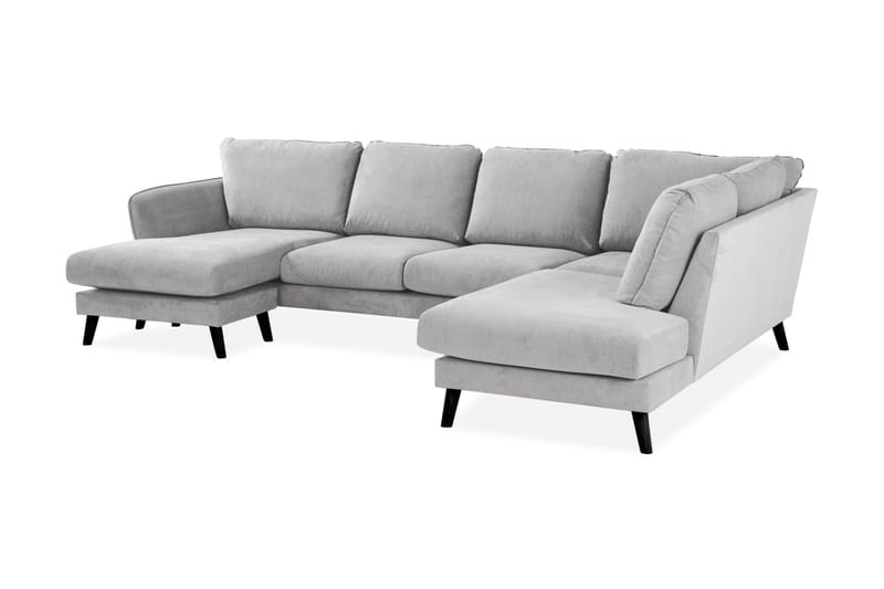 Trend Lyx 4-seters Høyrevendt U-formet Sofa med Divan og Sjeselong i Stoff - Lys grå - Møbler - Sofaer - U-sofa