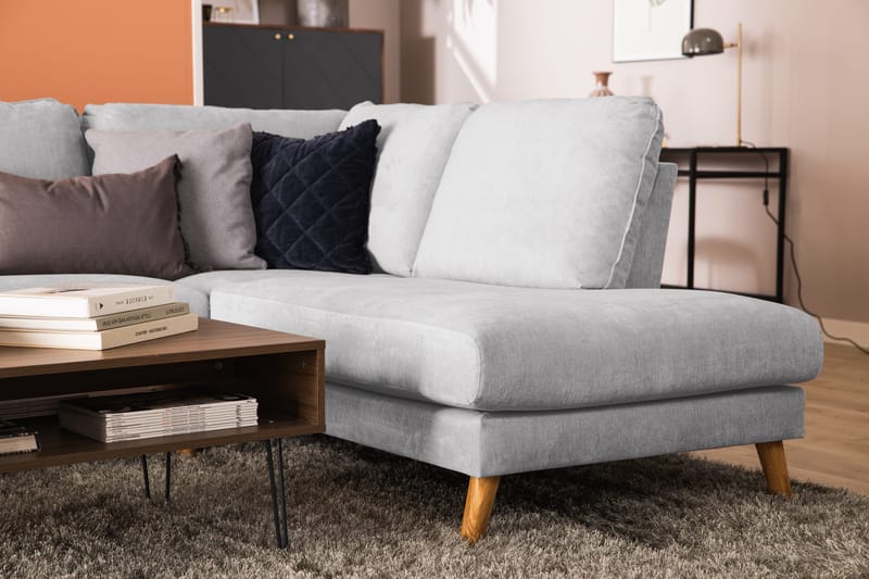 Trend Lyx 4-seters Høyrevendt U-formet Sofa med Divan og Sjeselong i Stoff - Lys grå - Møbler - Sofaer - U-sofa
