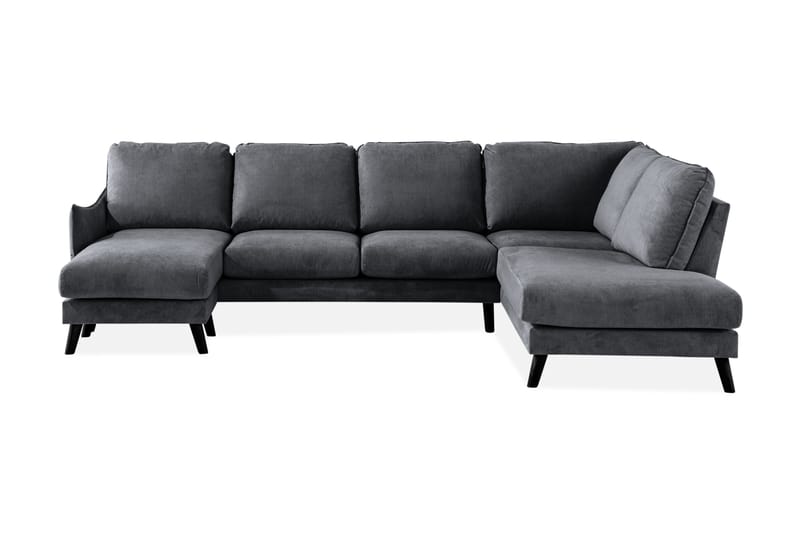 Trend Lyx 4-seters Høyrevendt U-formet Sofa med Divan og Sjeselong i Stoff - Mørk grå - Møbler - Sofaer - U-sofa