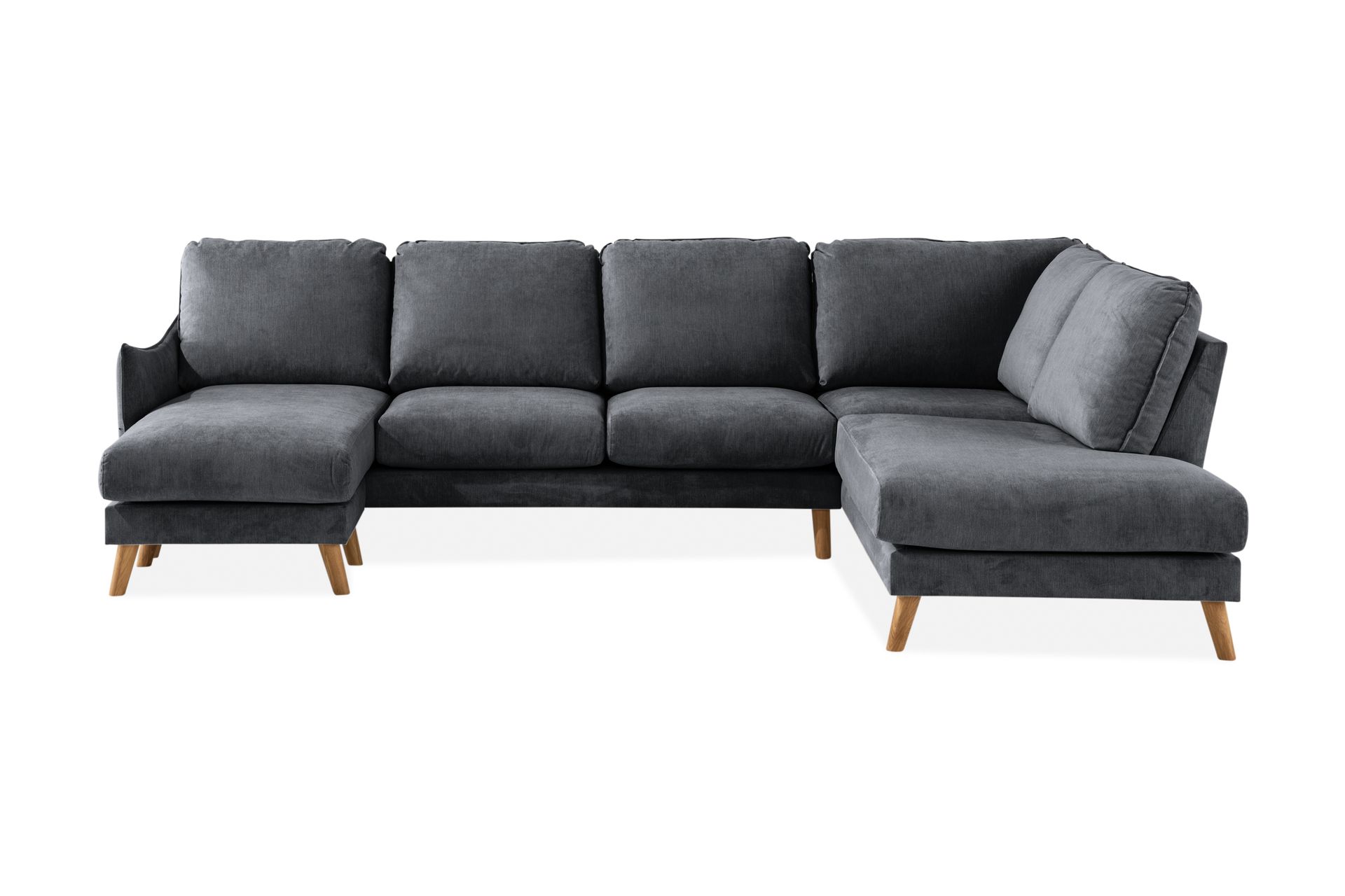 Trend Lyx 4-seters Høyrevendt U-formet Sofa med Divan og Sjeselong i Stoff - Mørk grå - Møbler - Sofaer - U-sofa