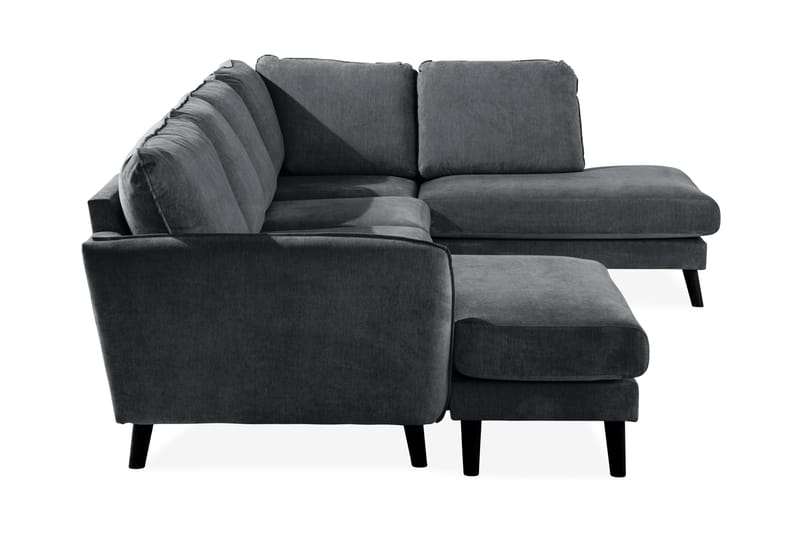 Trend Lyx 4-seters Høyrevendt U-formet Sofa med Divan og Sjeselong i Stoff - Mørk grå - Møbler - Sofaer - U-sofa