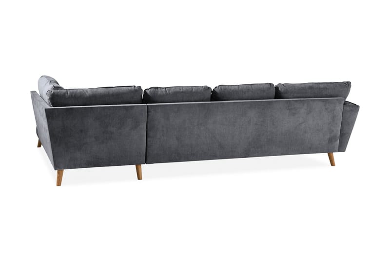 Trend Lyx 4-seters Høyrevendt U-formet Sofa med Divan og Sjeselong i Stoff - Mørk grå - Møbler - Sofaer - U-sofa