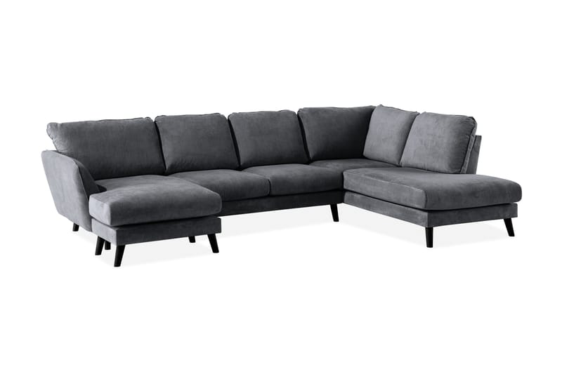 Trend Lyx 4-seters Høyrevendt U-formet Sofa med Divan og Sjeselong i Stoff - Mørk grå - Møbler - Sofaer - U-sofa