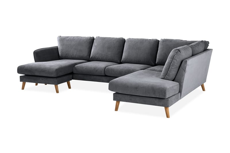 Trend Lyx 4-seters Høyrevendt U-formet Sofa med Divan og Sjeselong i Stoff - Mørk grå - Møbler - Sofaer - U-sofa