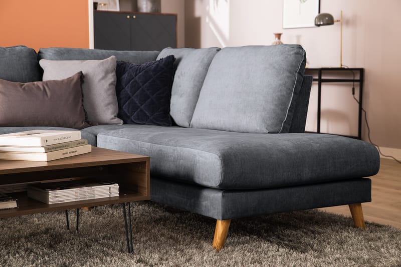 Trend Lyx 4-seters Høyrevendt U-formet Sofa med Divan og Sjeselong i Stoff - Mørk grå - Møbler - Sofaer - U-sofa