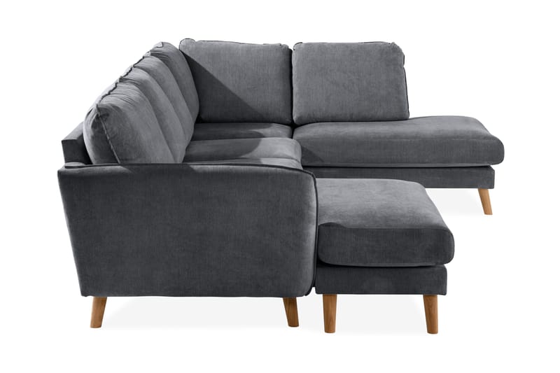 Trend Lyx 4-seters Høyrevendt U-formet Sofa med Divan og Sjeselong i Stoff - Mørk grå - Møbler - Sofaer - U-sofa