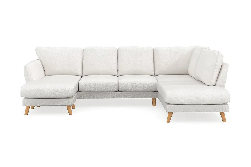 Trend Lyx 4-seters Venstrevendt U-formet Sofa med Divan og Sjeselong i Bouclé - Hvit - Møbler - Sofaer - U-sofa