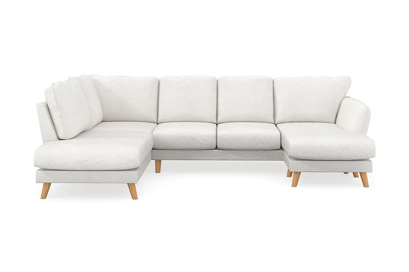 Trend Lyx 4-seters Venstrevendt U-formet Sofa med Divan og Sjeselong i Bouclé - Hvit - Møbler - Sofaer - U-sofa