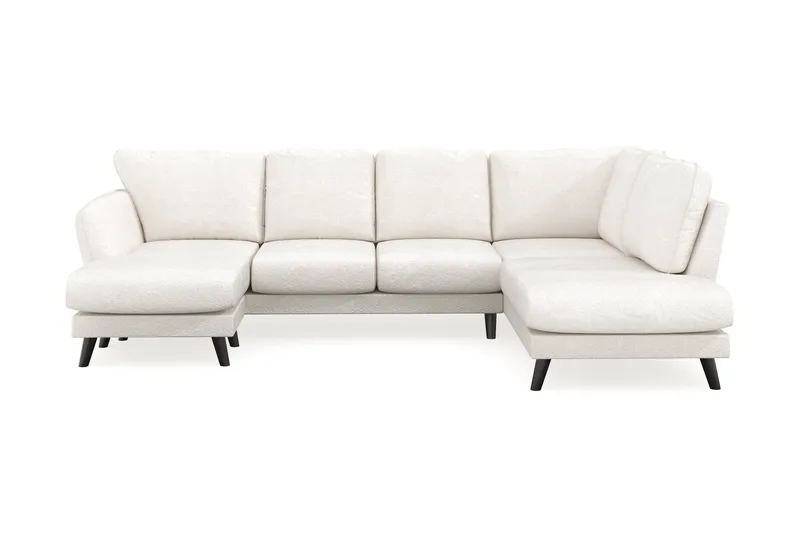 Trend Lyx 4-seters Venstrevendt U-formet Sofa med Divan og Sjeselong i Bouclé, Hvit