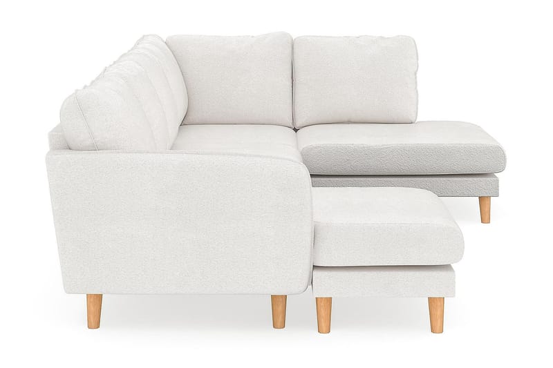 Trend Lyx 4-seters Venstrevendt U-formet Sofa med Divan og Sjeselong i Bouclé - Hvit - Møbler - Sofaer - U-sofa