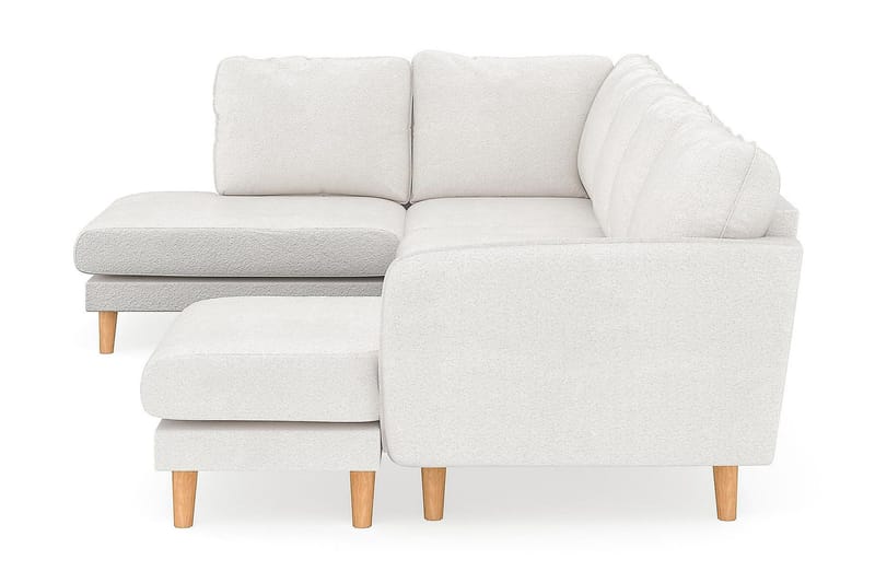 Trend Lyx 4-seters Venstrevendt U-formet Sofa med Divan og Sjeselong i Bouclé - Hvit - Møbler - Sofaer - U-sofa
