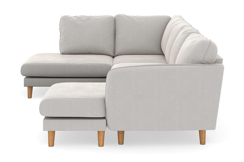 Trend Lyx 4-seters Venstrevendt U-formet Sofa med Divan og Sjeselong i Fløyel - Kremhvit - Møbler - Sofaer - U-sofa