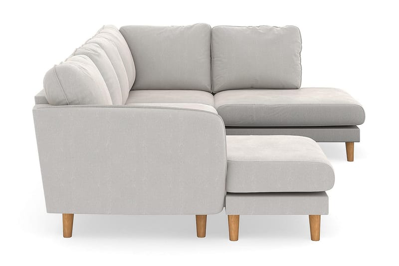 Trend Lyx 4-seters Venstrevendt U-formet Sofa med Divan og Sjeselong i Fløyel - Kremhvit - Møbler - Sofaer - U-sofa