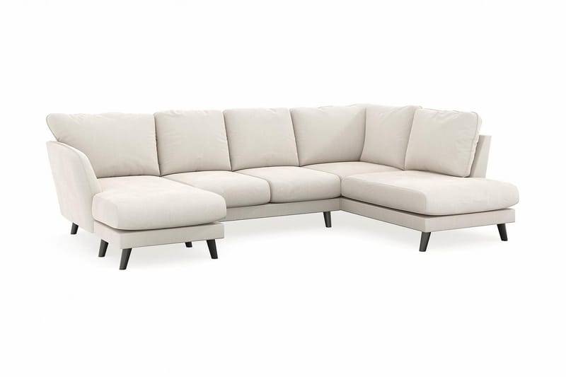 Trend Lyx 4-seters Venstrevendt U-formet Sofa med Divan og Sjeselong i Fløyel - Kremhvit - Møbler - Sofaer - U-sofa