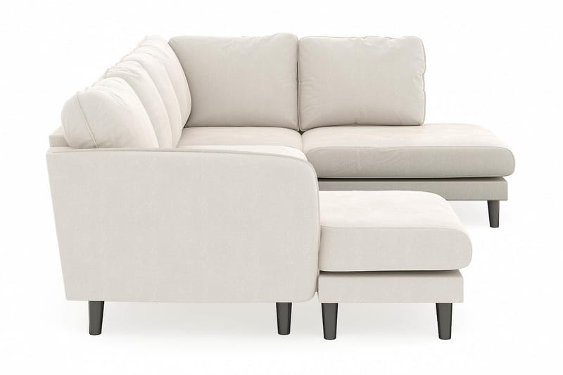 Trend Lyx 4-seters Venstrevendt U-formet Sofa med Divan og Sjeselong i Fløyel - Kremhvit - Møbler - Sofaer - U-sofa