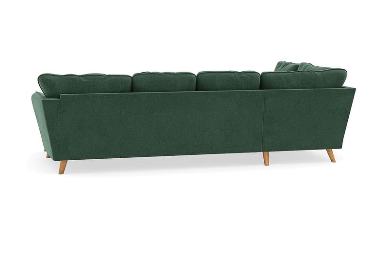 Trend Lyx 4-seters Venstrevendt U-formet Sofa med Divan og Sjeselong i Fløyel - Mørkegrønn - Møbler - Sofaer - U-sofa