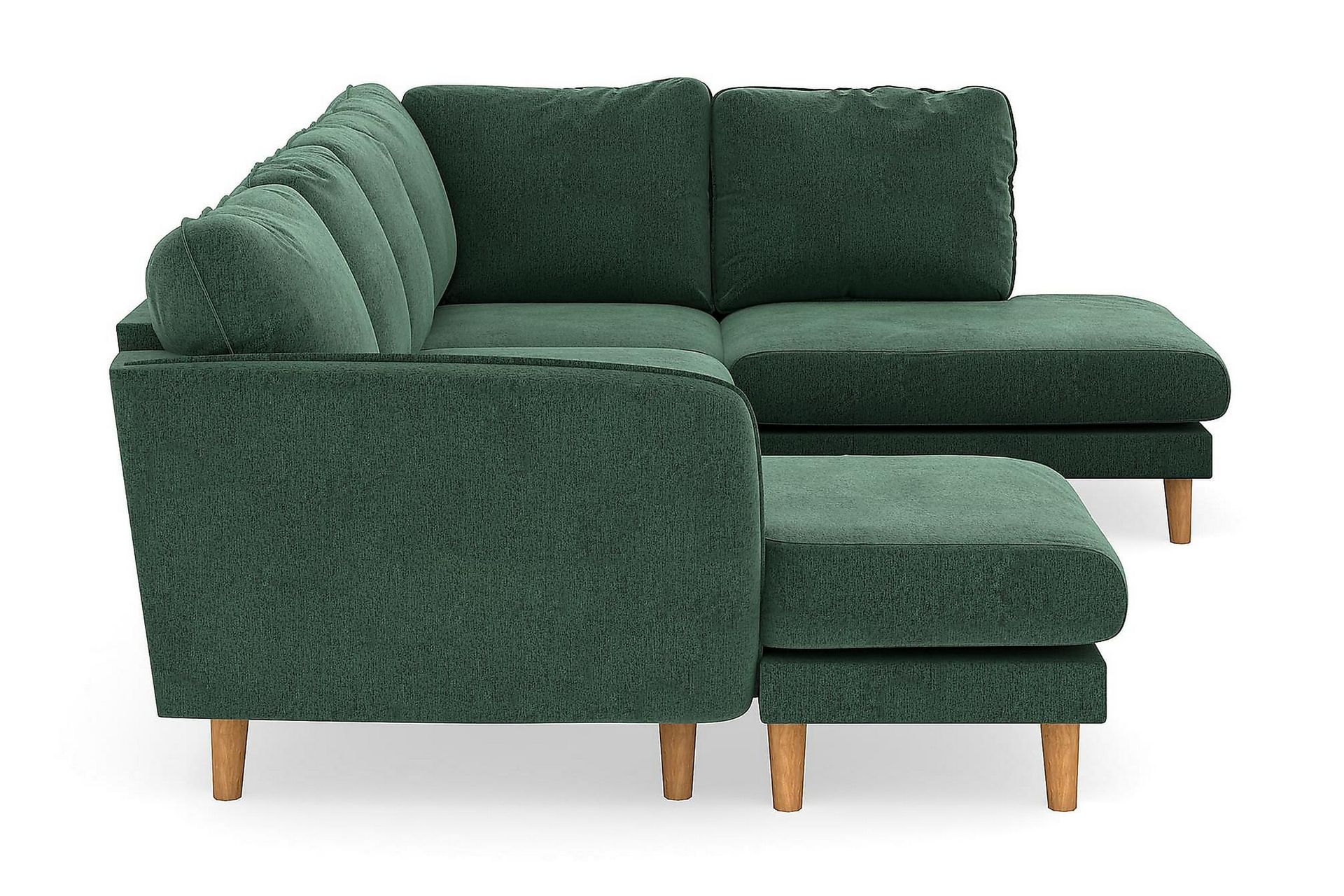 Trend Lyx 4-seters Venstrevendt U-formet Sofa med Divan og Sjeselong i Fløyel - Mørkegrønn - Møbler - Sofaer - Fløyel sofaer